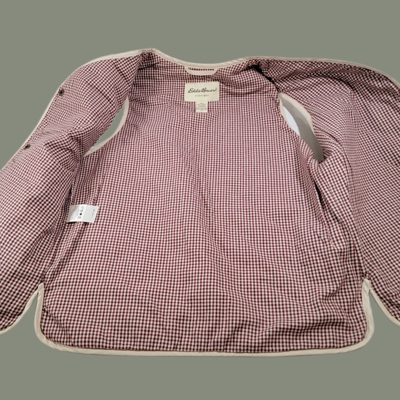 Womens Eddie Bauer XS Quilted Puffer Vest Plaid Lined Creame color. - Picture 3 of 5